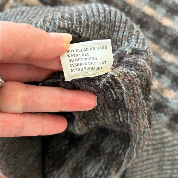 La Solino Vintage Shetland Wool Button Up Cardigan Sweater sz large - Picture 9 of 12